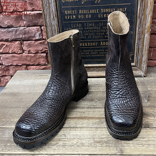 左大师1724 2G玛雅缩纹科尔多瓦层挪威缝工艺拉链切尔西靴