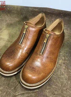 左大师16812-3-2B手工皮私人定制英国疯牛皮中帮休闲工装靴