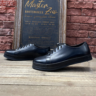 3G法国小牛皮双线围沿条挪威缝工艺低帮板鞋 左大师5522