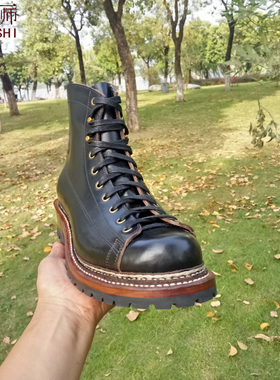 左大师1605-2-2G手工定制Horween chromexcel霍尔文cxl皮工装靴