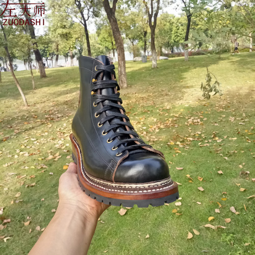 左大师1605-2-2G手工定制Horween chromexcel霍尔文cxl皮工装靴