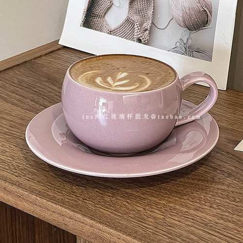 精致纯色蛋形陶瓷咖啡杯碟