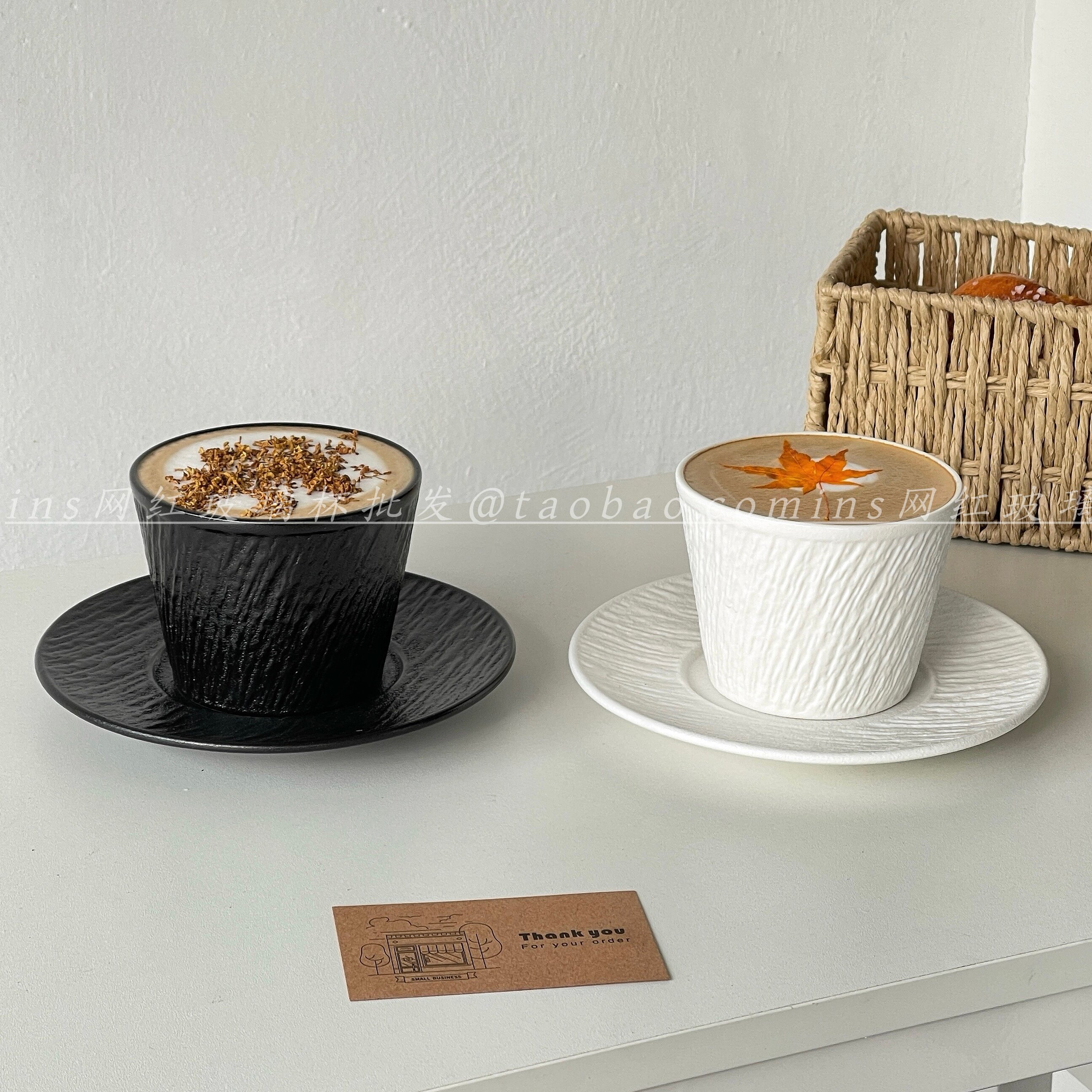 石纹陶瓷杯碟套装咖啡杯