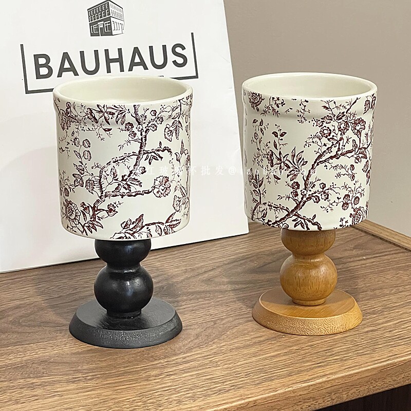 法式中古陶瓷棕花甜品杯
