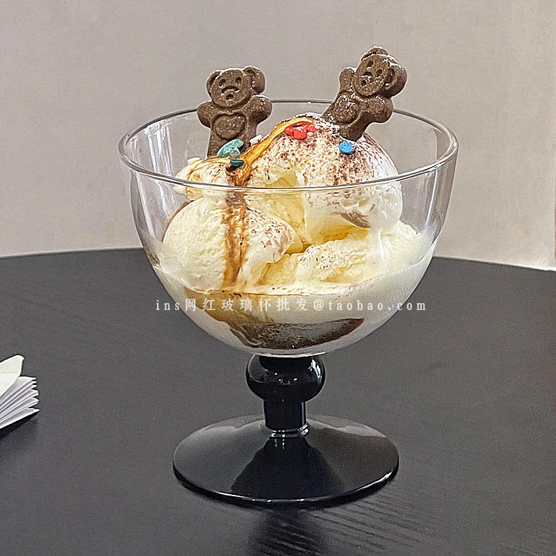 黑色高脚冰淇淋杯雪糕碗