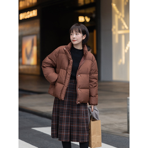 沫里THEMAURY秋冬抗寒90白鸭绒羽绒服 休闲立领短款面包服女Y8717