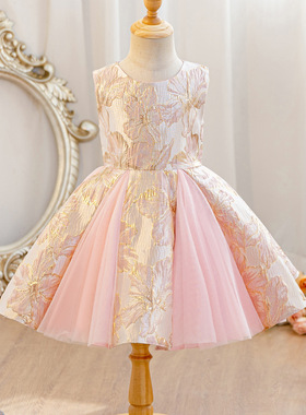 2026新款小公主裙网纱拼接小香风儿童高端小礼服提花连衣裙背心裙