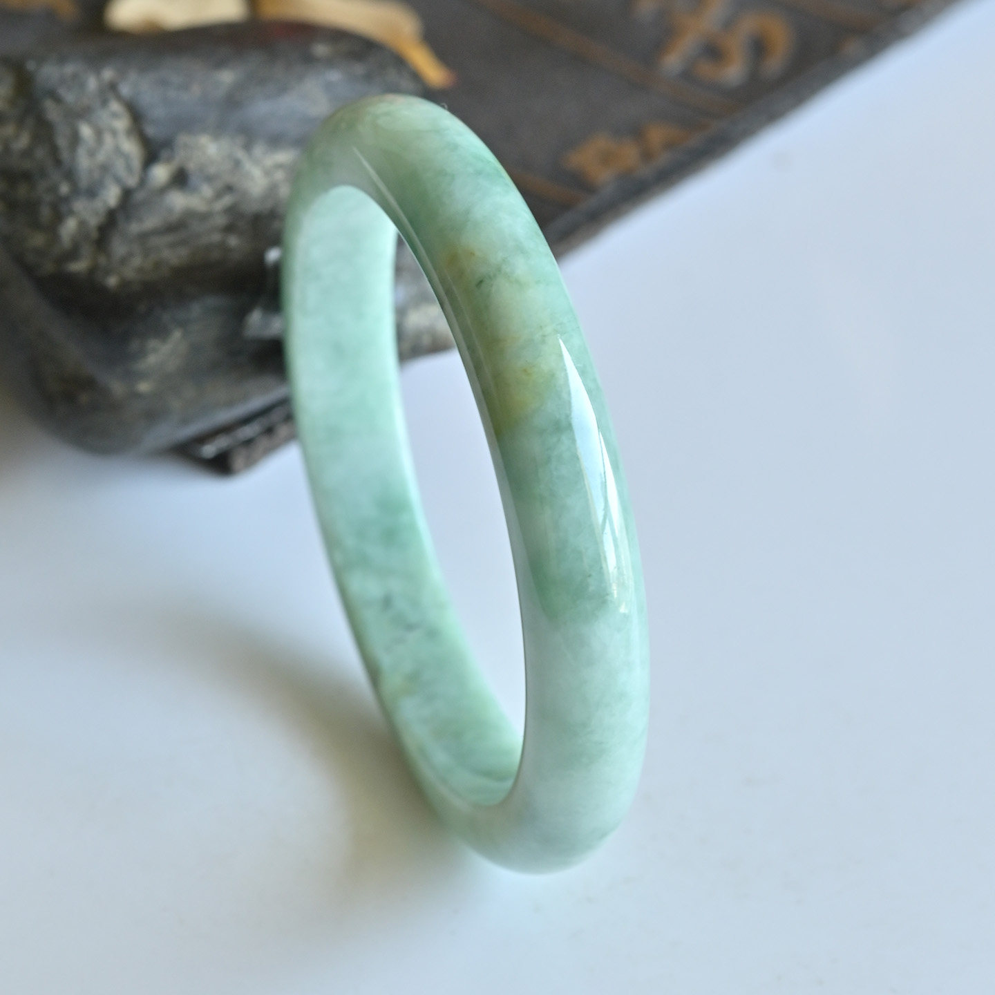 清仓天然A货翡翠手镯冰糯种满绿玉镯子女54.5缅甸玉手镯一物一图