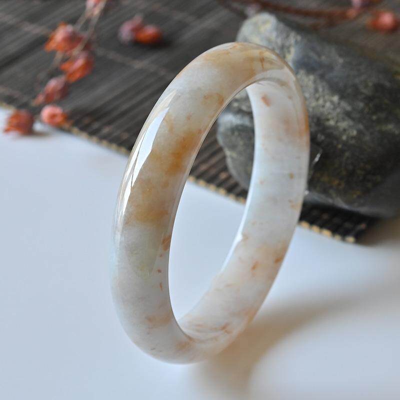 玉泰天然a货翡翠手镯53.3冰糯种红翡玉镯子女款缅甸玉手镯贵妃镯