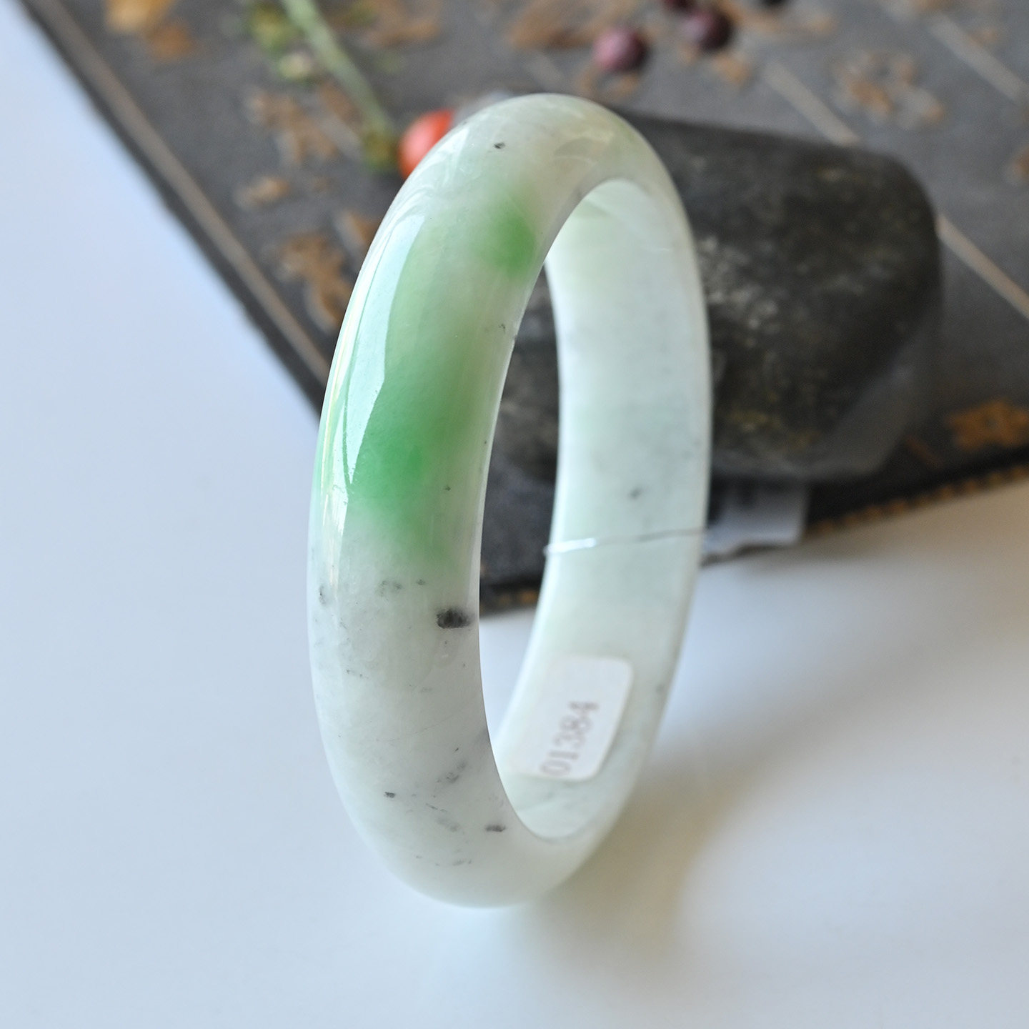 清仓天然缅甸翡翠A货冰糯种俏阳绿玉手镯女款58.5老坑玉镯子正圈