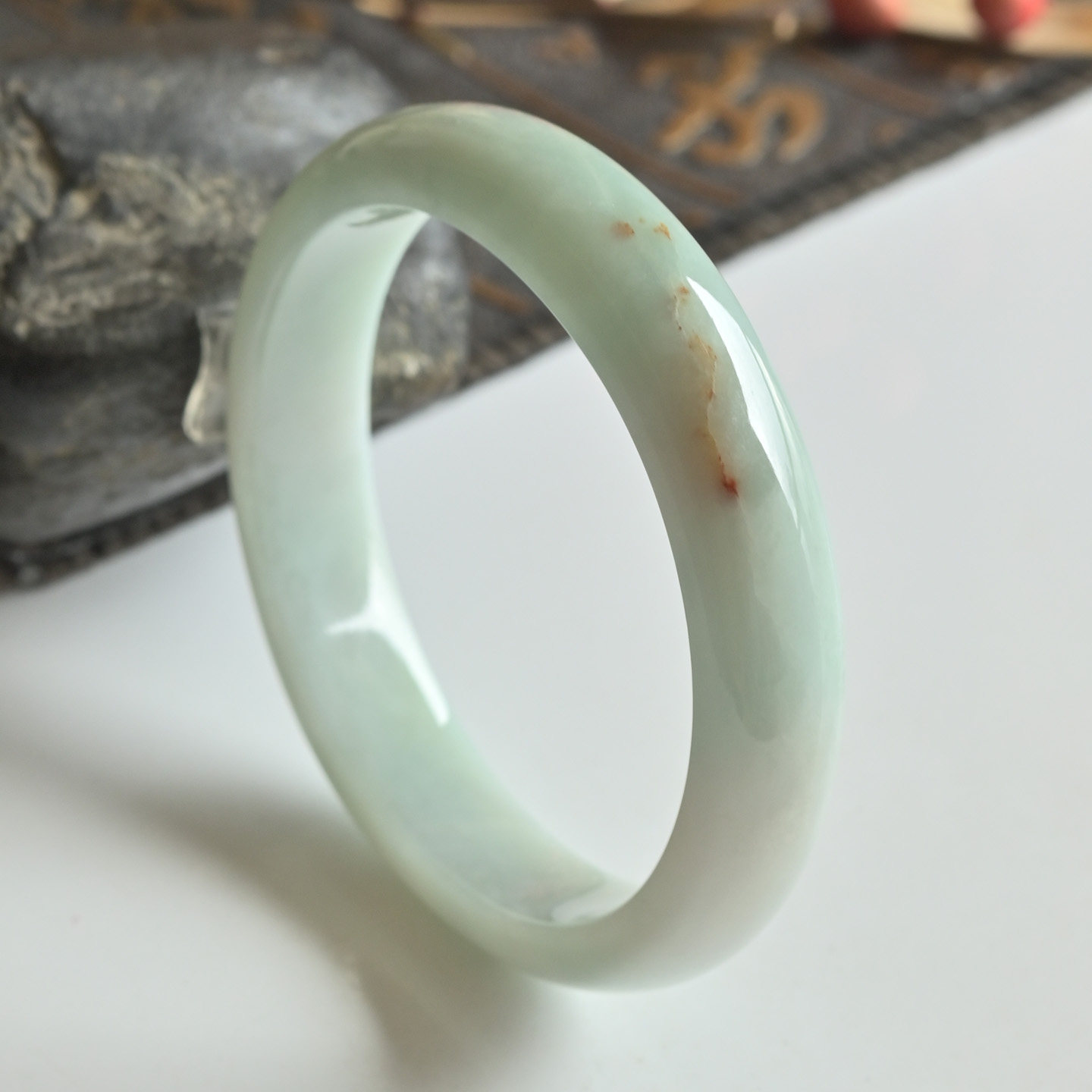 清仓天然A货翡翠手镯冰糯种洒金玉镯子贵妃镯55缅甸玉手镯椭圆