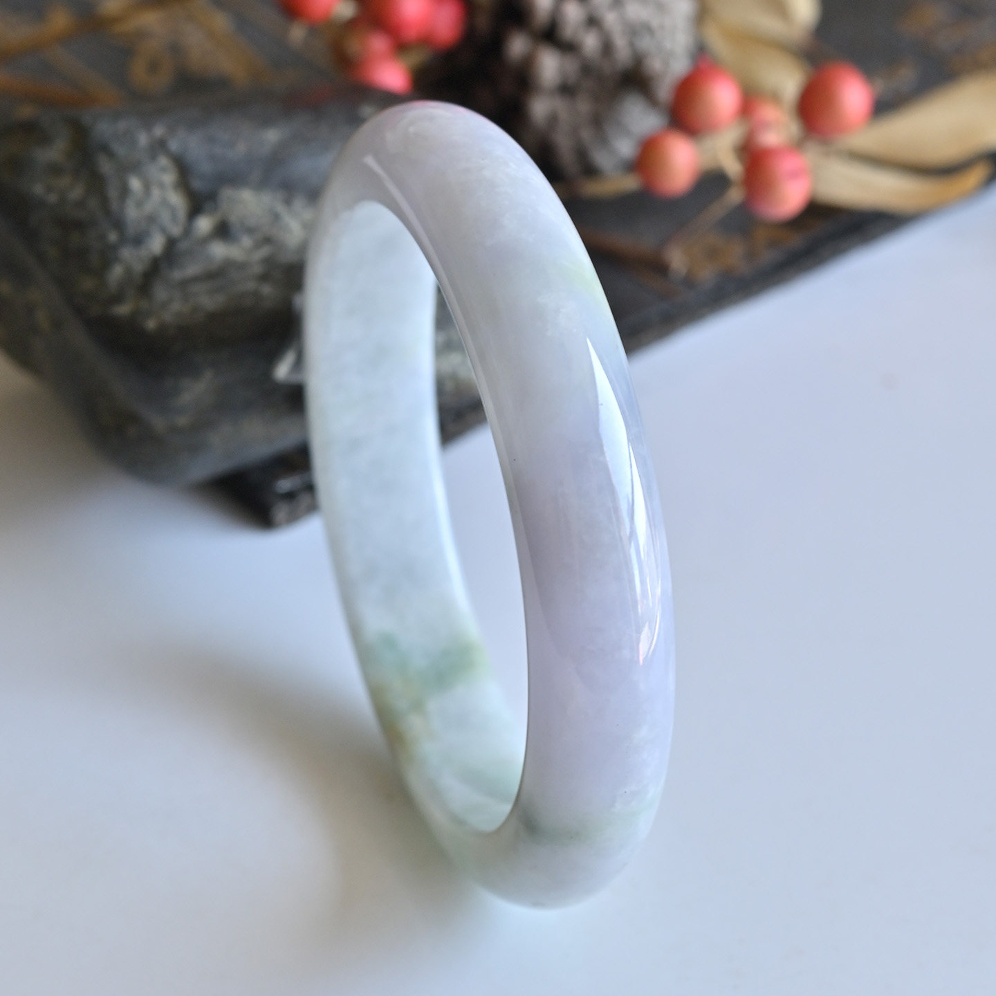 清仓天然A货翡翠手镯糯种福禄寿玉镯子女58缅甸玉石手镯一物一图