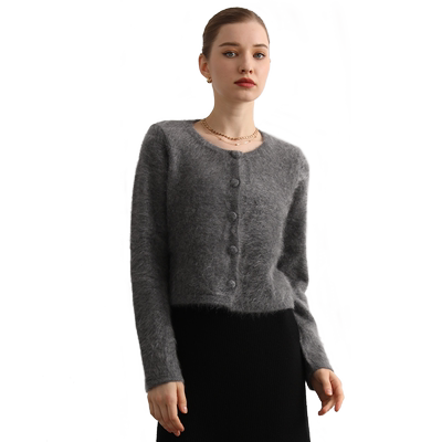 长袖开衫外套圆领欧美100%山羊绒