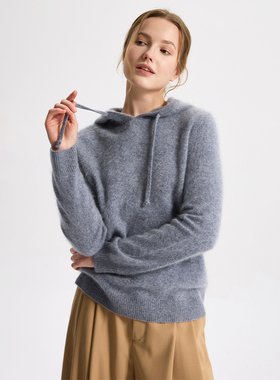 di kangra/德凯佳羊毛女装带帽长袖套头衫S25-1088