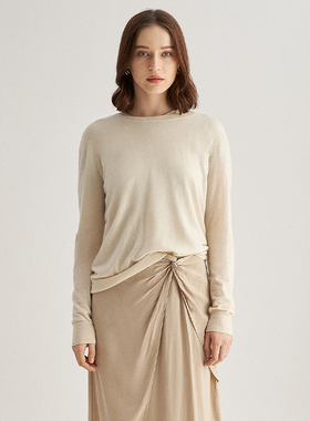 di kangra/德凯佳di kangra/德凯佳女装圆领长袖羊绒衫轻薄透气