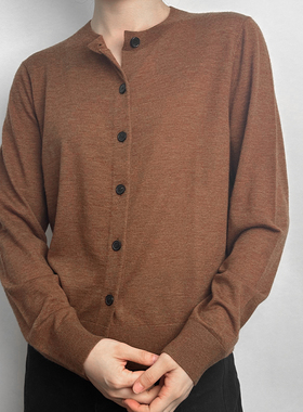 di kangra/德凯佳简约设计女装圆领长袖开胸衫