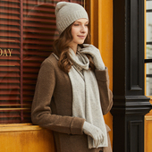 山羊绒帽子围巾手套三件套触屏手套滑雪冬季 礼盒男女