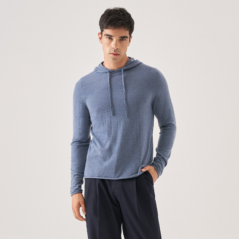 德凯佳精纺山羊绒衫男士连帽