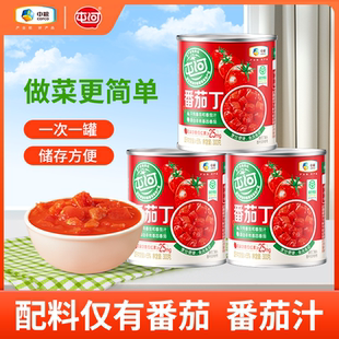 24罐去皮西红柿丁无添加剂绿色健康 中粮屯河新疆番茄丁罐头300g