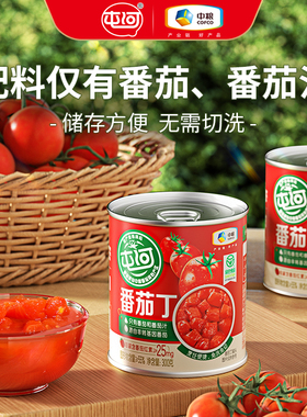 中粮屯河300g*2罐番茄丁罐头绿色健康番茄酱西红柿块家用炒菜