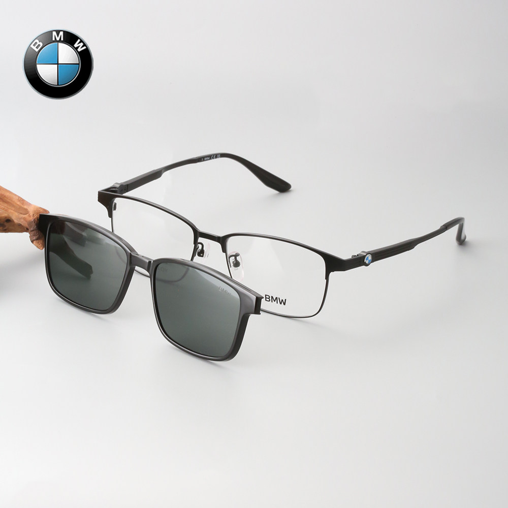 BMW宝马墨镜磁吸套镜夹片新品BW5053H贝克汉姆同款方框近视眼镜架