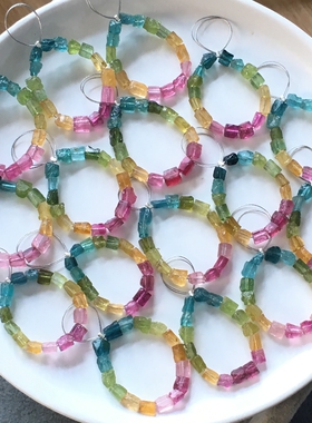 硬糖天然碧玺原石散珠随形项链