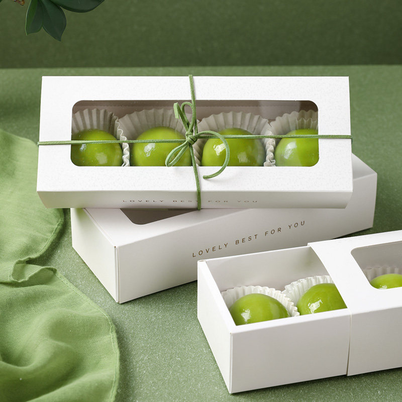 青团包装盒纸托4粒6粒雪媚娘蛋黄酥饼干甜品西点底托家用烘焙贴纸