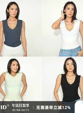 WellD 巨遮副乳！推荐！手工无骨缝合V领/圆领无袖背心女