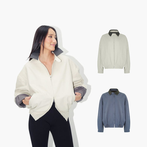 WellD 纯棉帆布复古老式做旧水洗Work Jacket秋冬拉链外套夹克女