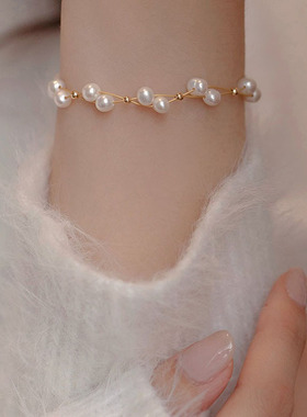 天然淡水珍珠手链轻奢14k包金