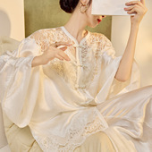 SZMLZD莉莉国风绣花珠绣盘扣设计套装 蕾丝拼接醋酸外套半裙 新中式