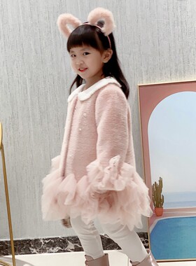 女童呢子大衣小女孩衣服夹棉外套t台少儿服装韩范儿小香风套装裙