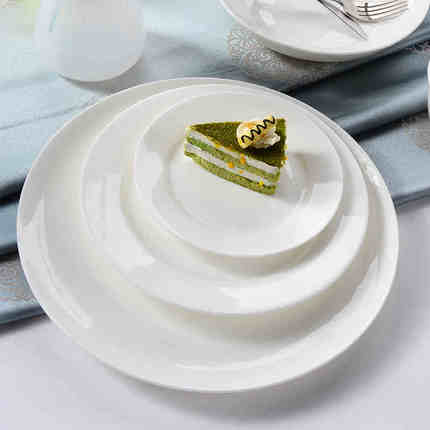 凡瑞斯纯白色 骨瓷 圆形浅盘平盘家用西餐牛排 蛋糕中西式碟 盘子