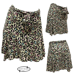 早古早韩复古辣妹vintage嬉皮士薄款印花豹纹雪纺短裙半身裙子女