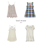 特价 ｜日杂亚亚90s街头休闲复古格子短款 家居吊带背心连衣裙女