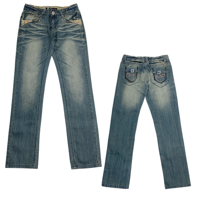 特价日系超亚涩谷gyaru 辣妹休闲百搭复古做旧超低腰牛仔九分裤女