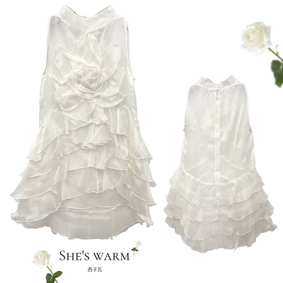 高品质｜昭和千金古早仙女宫廷风重工真丝半透明上衣欧根纱连衣裙