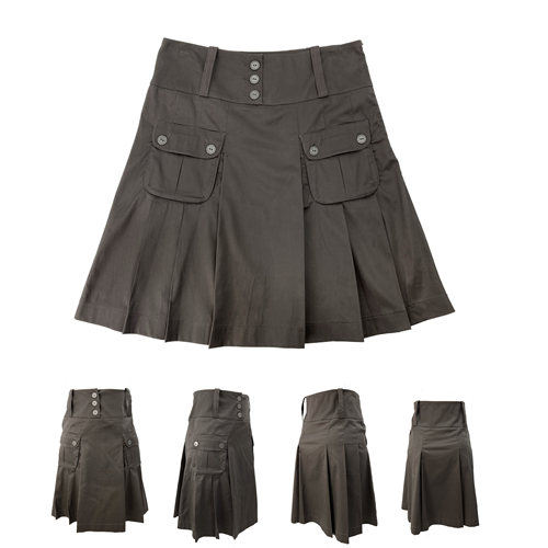 大码｜24夏欧美辣妹工装军旅复古口袋棉弹A字裙半身裙