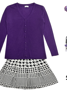 古早感日系百搭校园叠穿复古紫色针织衫毛衣女