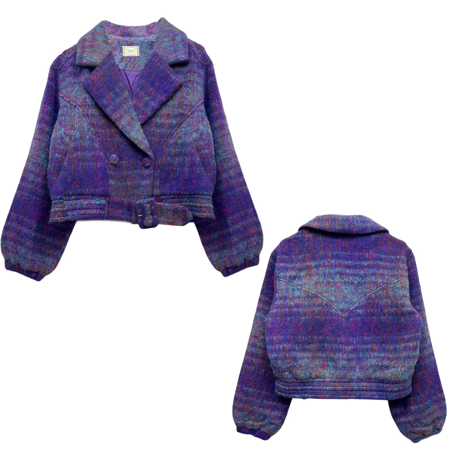 冬季古早风古着风日系vintage法式艺术系短款宽松羊毛呢料短外套