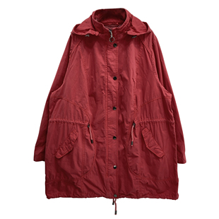 风衣外套女 连帽工装 巴恩风安可拉红日系外贸单纯棉宽松大版 中长款