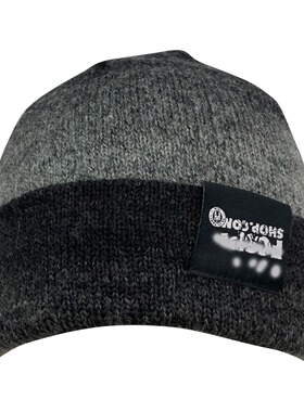 街头复古渐变灰色保暖黑色冷帽毛线帽针织帽包头帽大头围男女同款