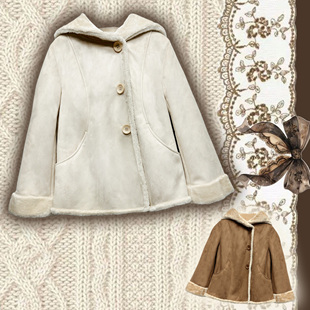 外贸单日杂风日系麂皮绒古早感学院毛毛厚外套女