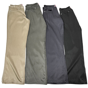 男女同款 做旧中腰休闲微喇叭裤 简约款 外贸真丝废土复古废土工装