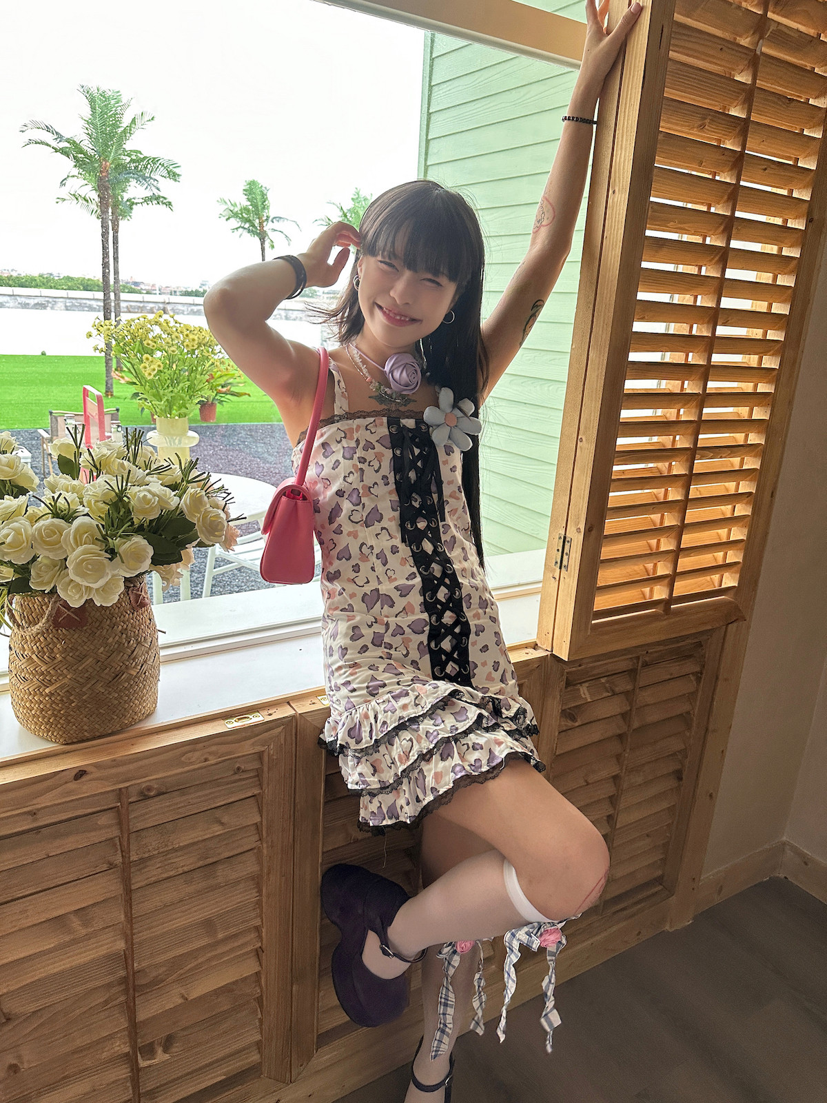 瑕疵特价｜超小码街头休闲爱心绑带蕾丝吊带连衣裙