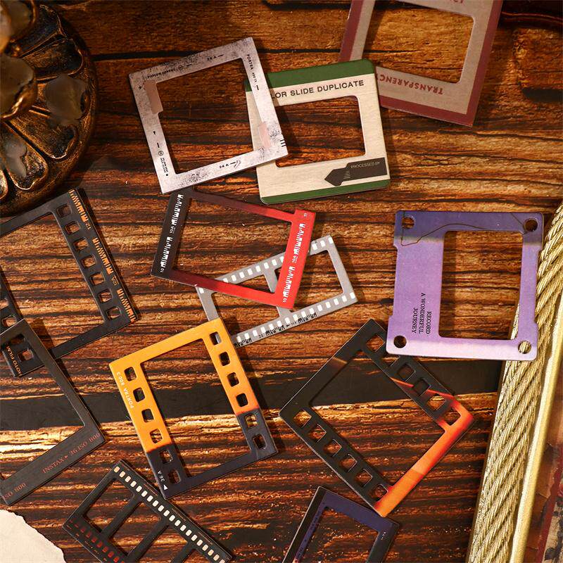 M｜温暖手作硬卡贴纸包 复古胶片钟表齿轮夹子蕾丝镂空边框无重复