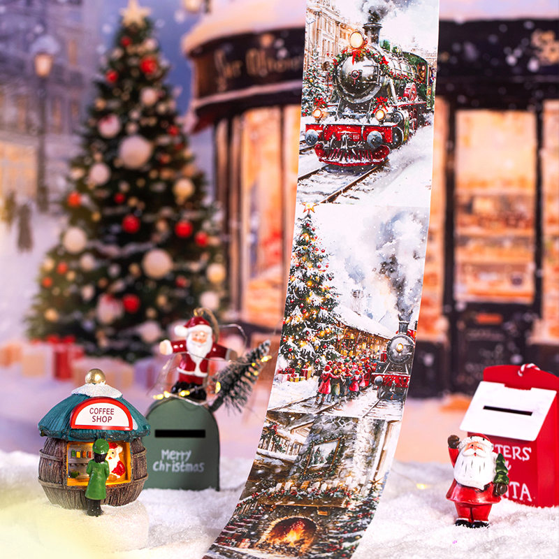 M｜圣诞之城大尺寸胶带 节日氛围造景冬季雪景街道和纸手账拼贴画