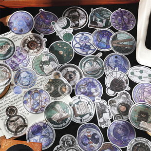 M｜星河万里贴纸包 和纸宇宙星系齿轮棋盘轻复古手账拼贴画30张入