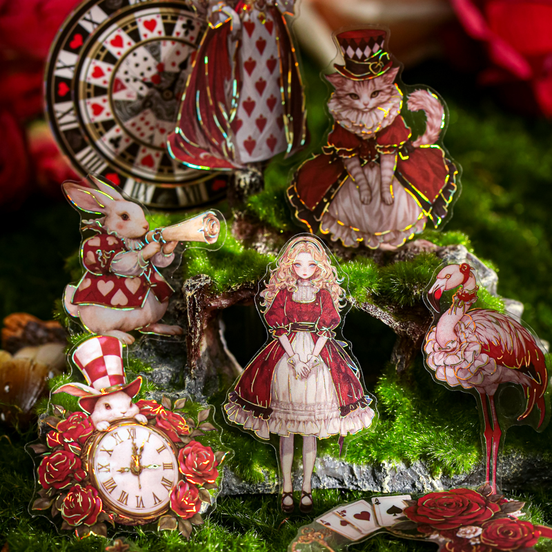 手账贴纸童话仙境爱丽丝人猫兔表