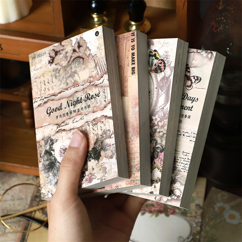 手账素材纸便签本边框花卉轻复古